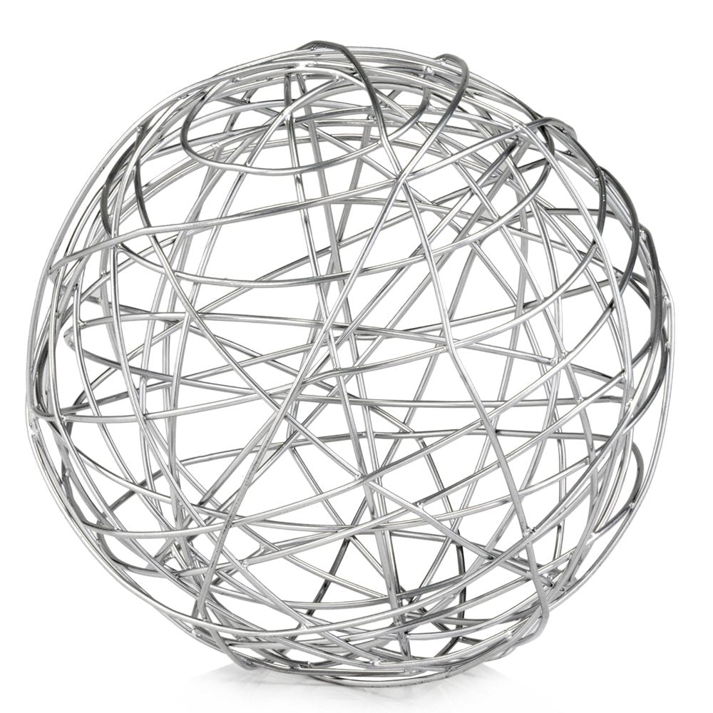 12" Silver Iron Decorative Orb Tabletop Sculpture HomeRoots