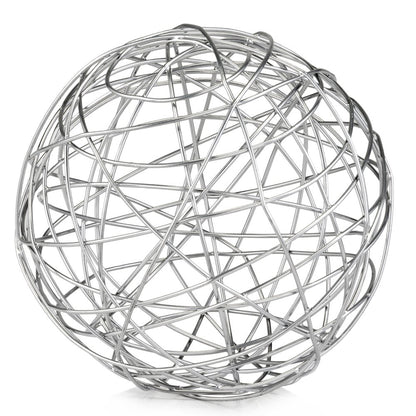 12" Silver Iron Decorative Orb Tabletop Sculpture HomeRoots