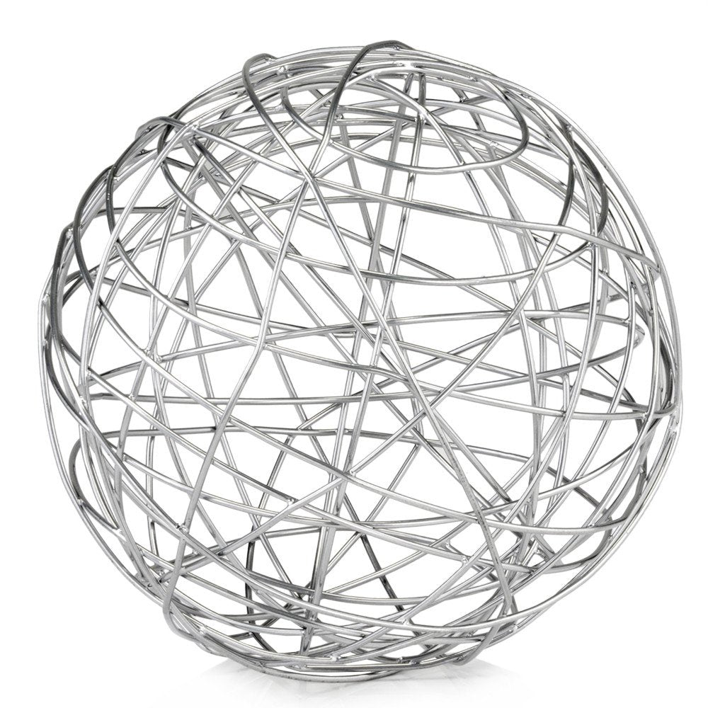 12" Silver Iron Decorative Orb Tabletop Sculpture HomeRoots