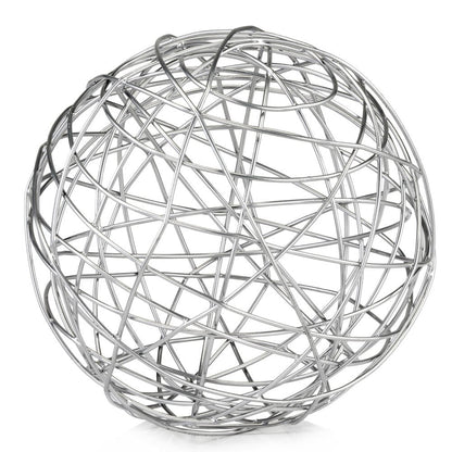 12" Silver Iron Decorative Orb Tabletop Sculpture HomeRoots
