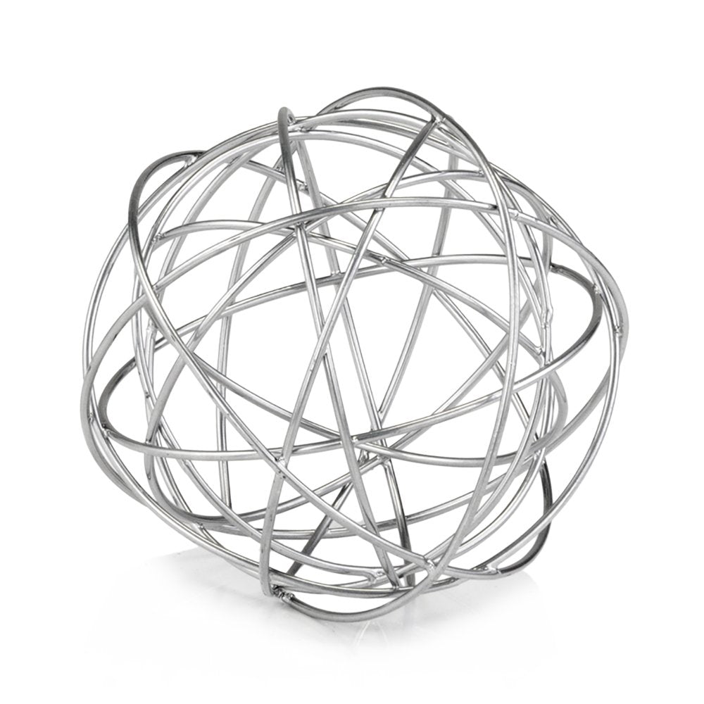 12" Silver Iron Decorative Orb Tabletop Sculpture HomeRoots