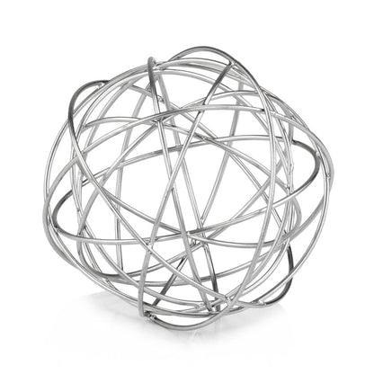 12" Silver Iron Decorative Orb Tabletop Sculpture HomeRoots