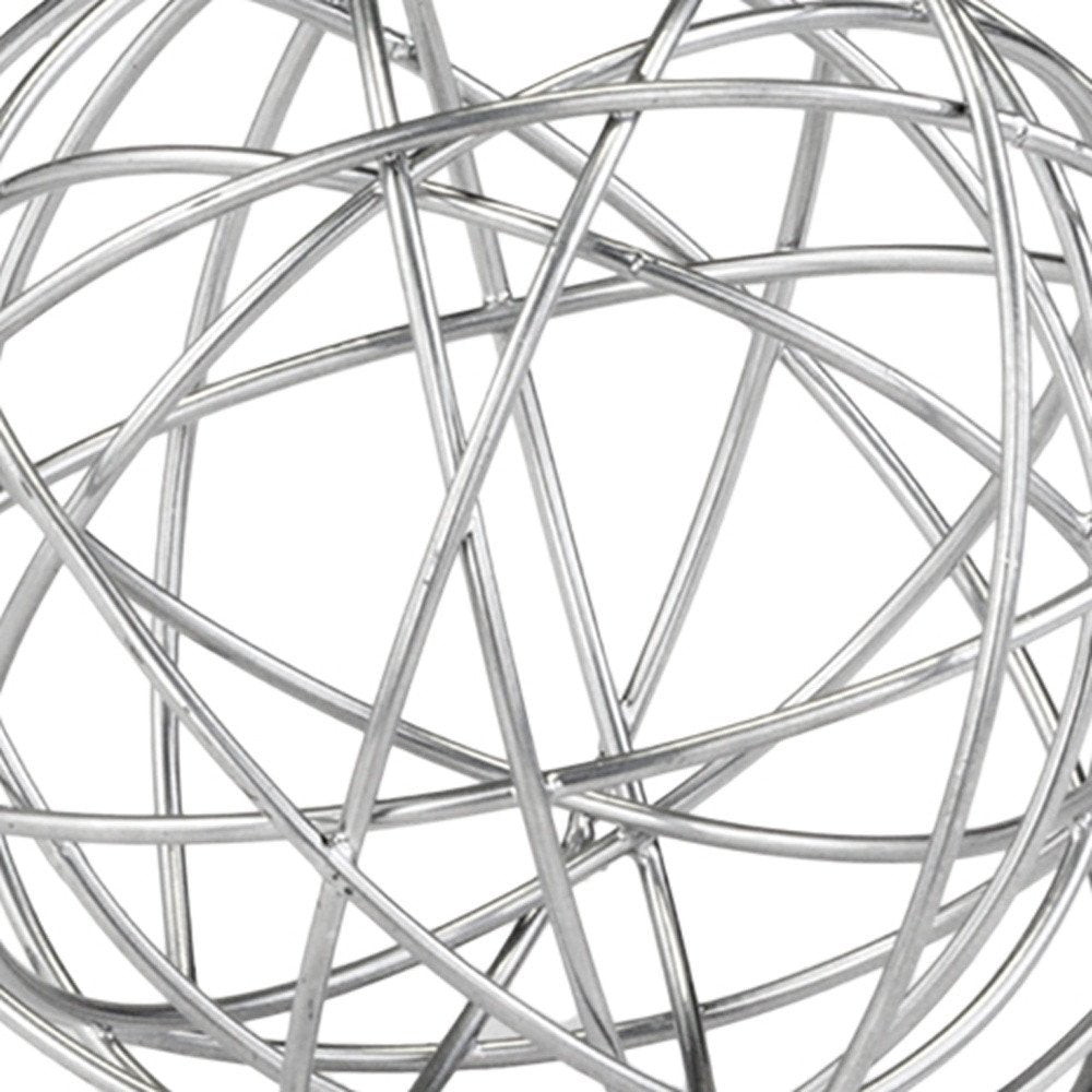 12" Silver Iron Decorative Orb Tabletop Sculpture HomeRoots