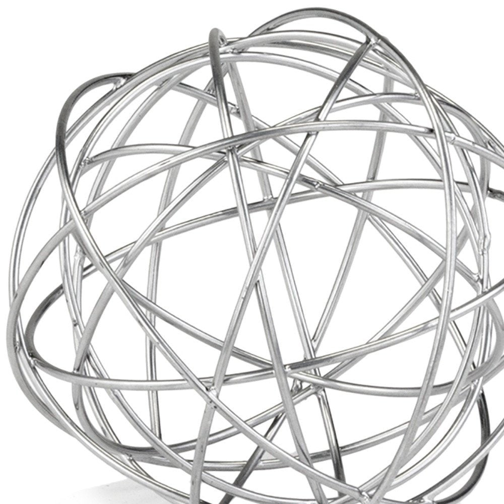 12" Silver Iron Decorative Orb Tabletop Sculpture HomeRoots