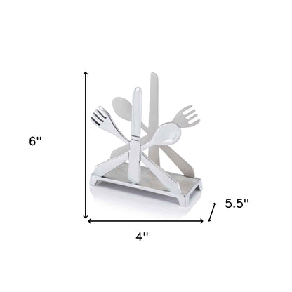 6" Aluminum Cutlery Design Free Standing Napkin Holder