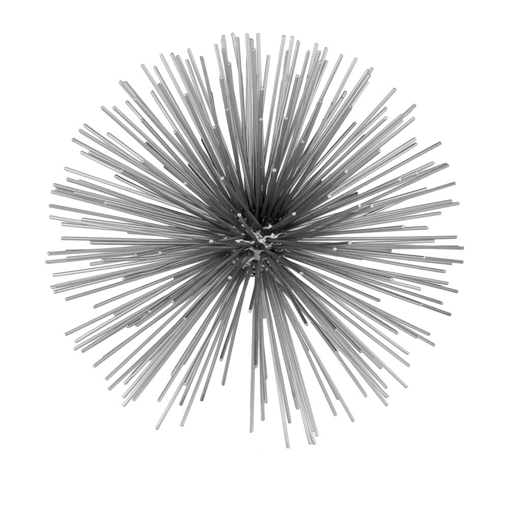 8" Silver Metal Spiky Sphere Tabletop Sculpture HomeRoots