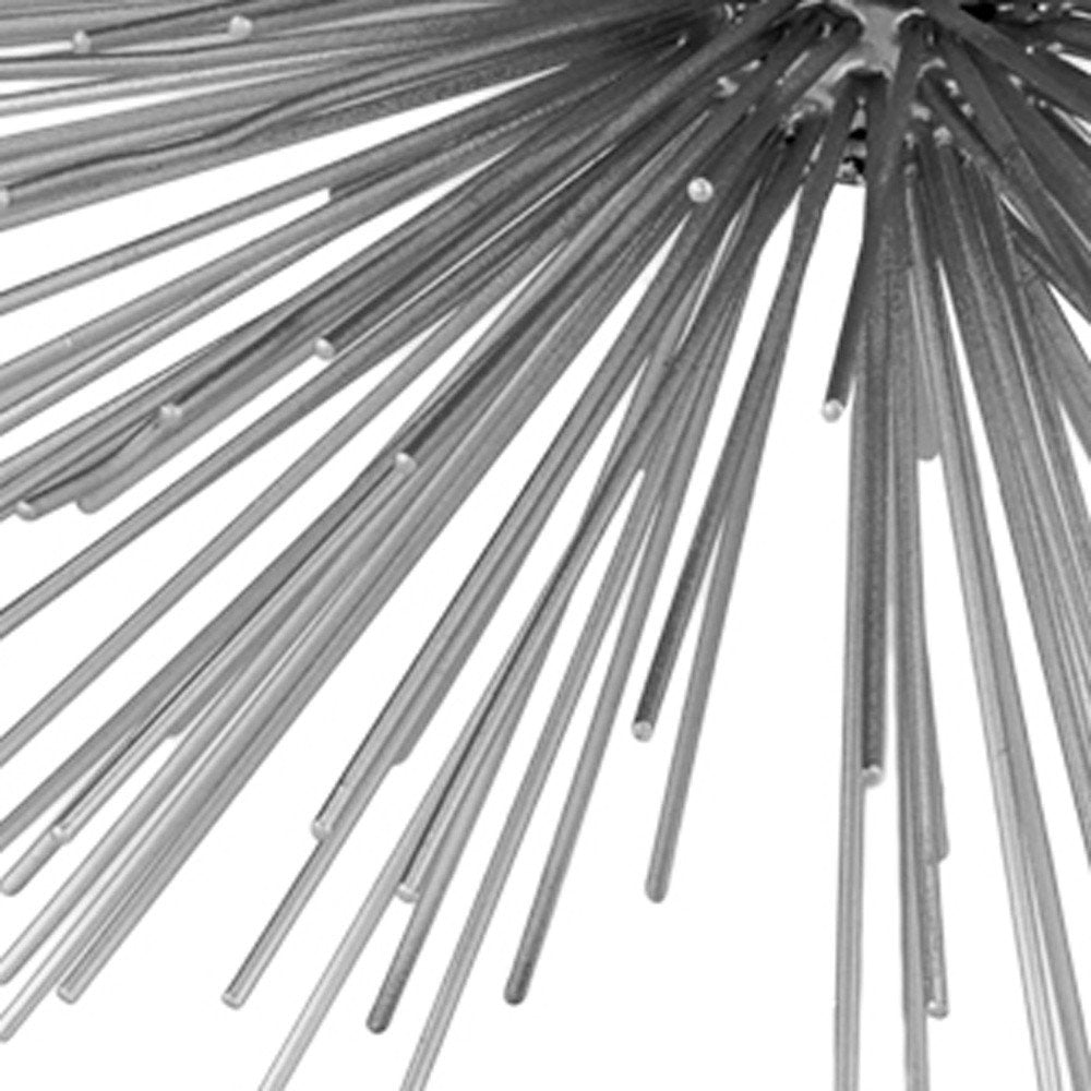 8" Silver Metal Spiky Sphere Tabletop Sculpture HomeRoots