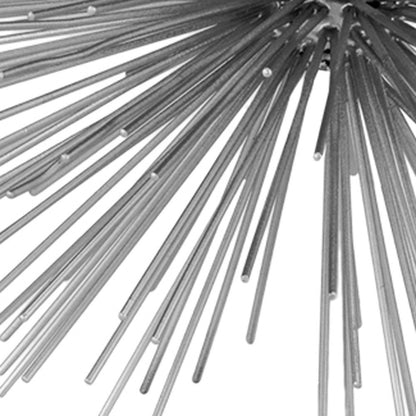 8" Silver Metal Spiky Sphere Tabletop Sculpture HomeRoots