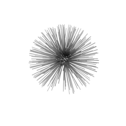 8" Silver Metal Spiky Sphere Tabletop Sculpture HomeRoots
