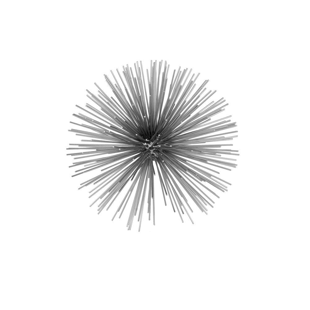 8" Silver Metal Spiky Sphere Tabletop Sculpture HomeRoots