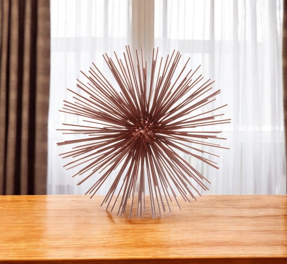 10" Red Iron Decorative Spiky Sphere Tabletop Sculpture HomeRoots