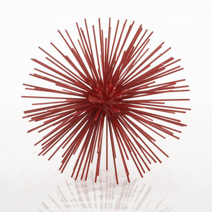 10" Red Iron Decorative Spiky Sphere Tabletop Sculpture HomeRoots