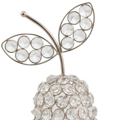 10" Silver and Faux Crystal Decorative Pear Tabletop Sculpture HomeRoots