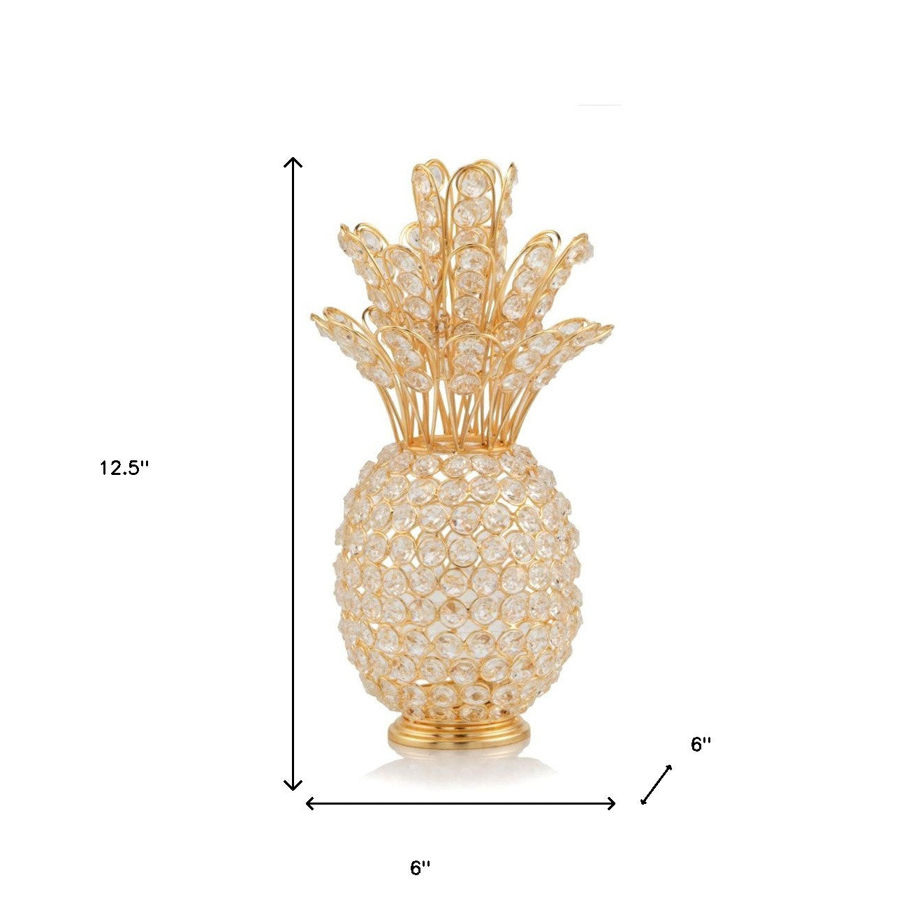 13" Gold and Faux Crystal Pineapple Tabletop Sculpture