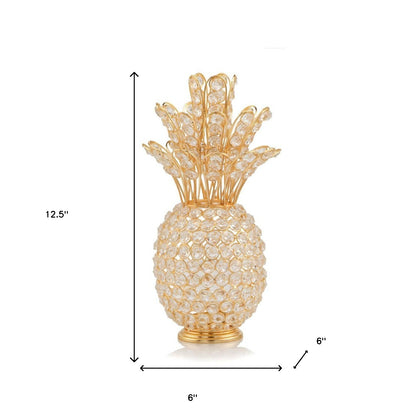 13" Gold and Faux Crystal Pineapple Tabletop Sculpture