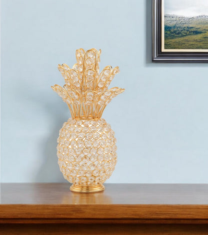 13" Gold and Faux Crystal Pineapple Tabletop Sculpture