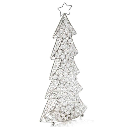 16" Glam Silver And Faux Crystals Christmas Tree Tabletop Sculpture HomeRoots