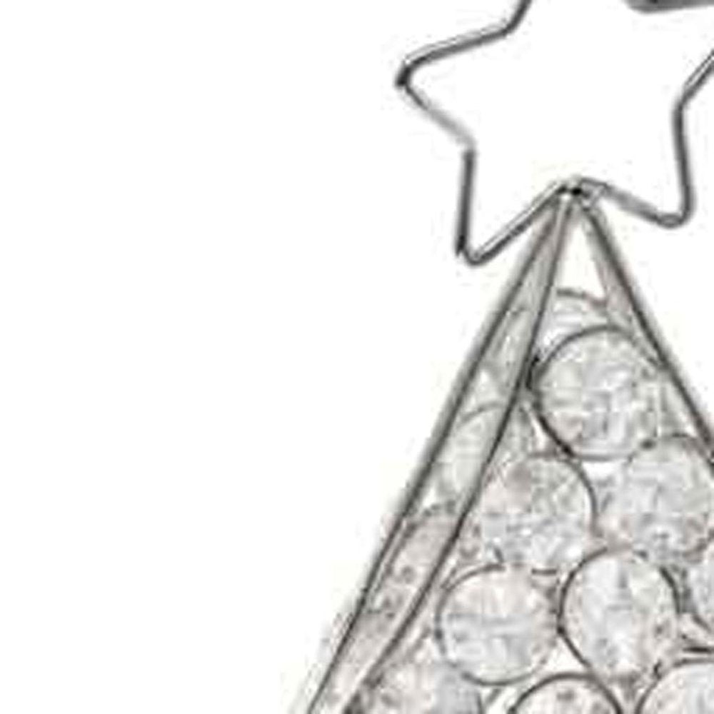 16" Glam Silver And Faux Crystals Christmas Tree Tabletop Sculpture HomeRoots