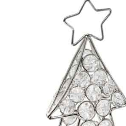 16" Glam Silver And Faux Crystals Christmas Tree Tabletop Sculpture HomeRoots