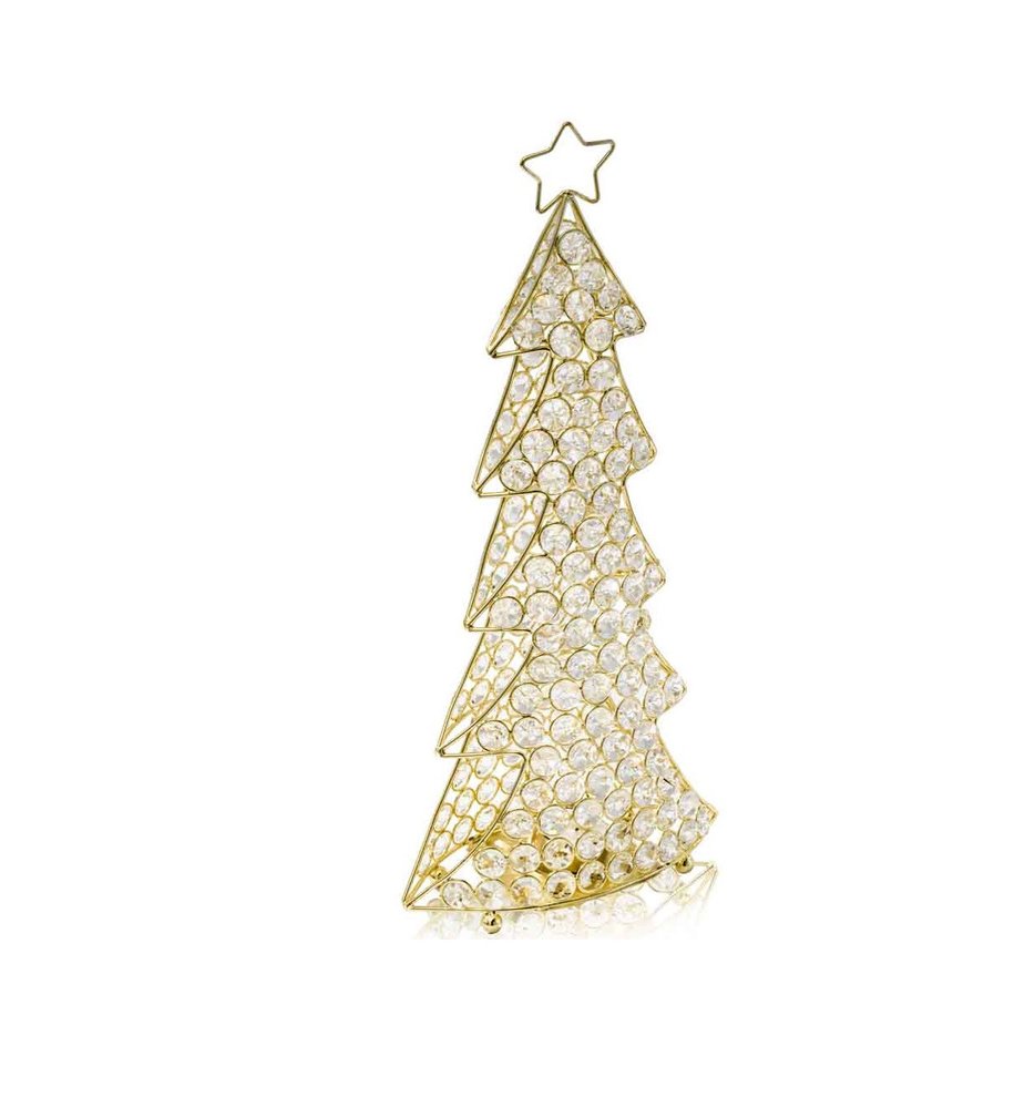 16" Glam Silver And Faux Crystals Christmas Tree Tabletop Sculpture HomeRoots