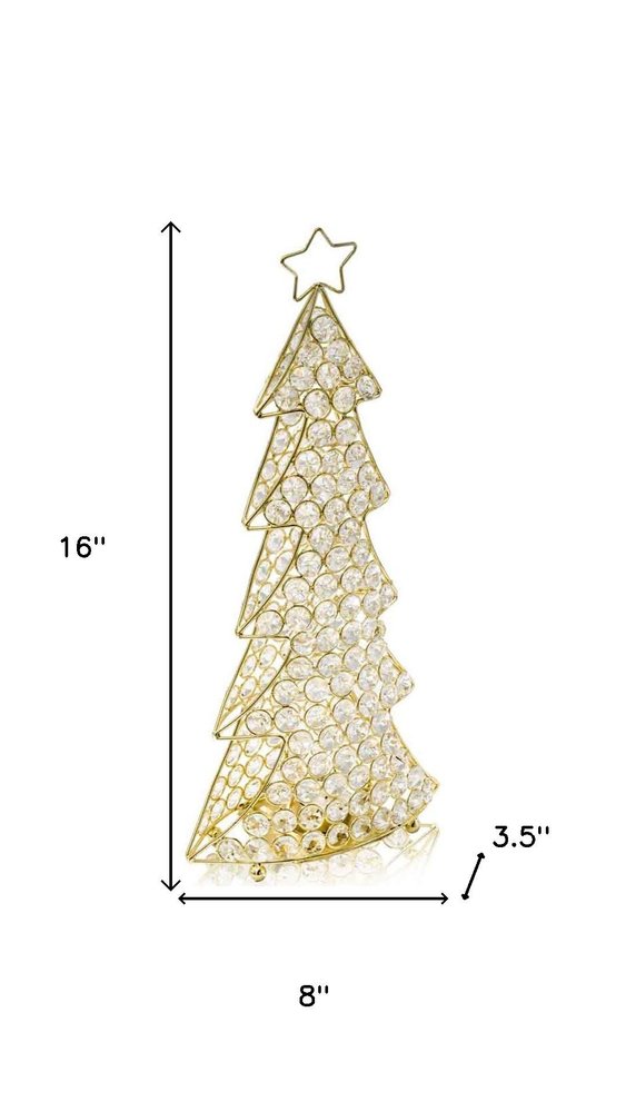 16" Glam Silver And Faux Crystals Christmas Tree Tabletop Sculpture HomeRoots