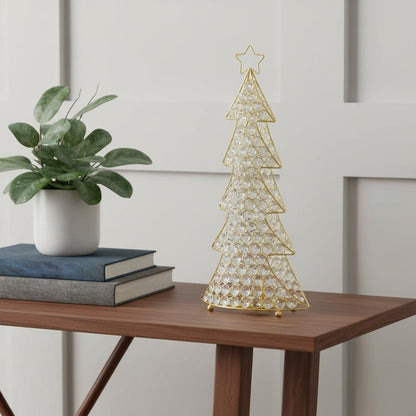 16" Glam Silver And Faux Crystals Christmas Tree Tabletop Sculpture HomeRoots