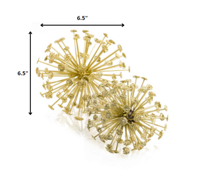 6.5" X 6.5" X 6.5" Gold Starburst Spheres Set Of 2