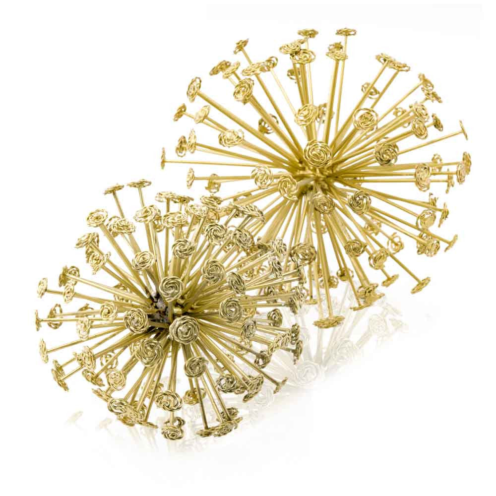 6.5" X 6.5" X 6.5" Gold Starburst Spheres Set Of 2