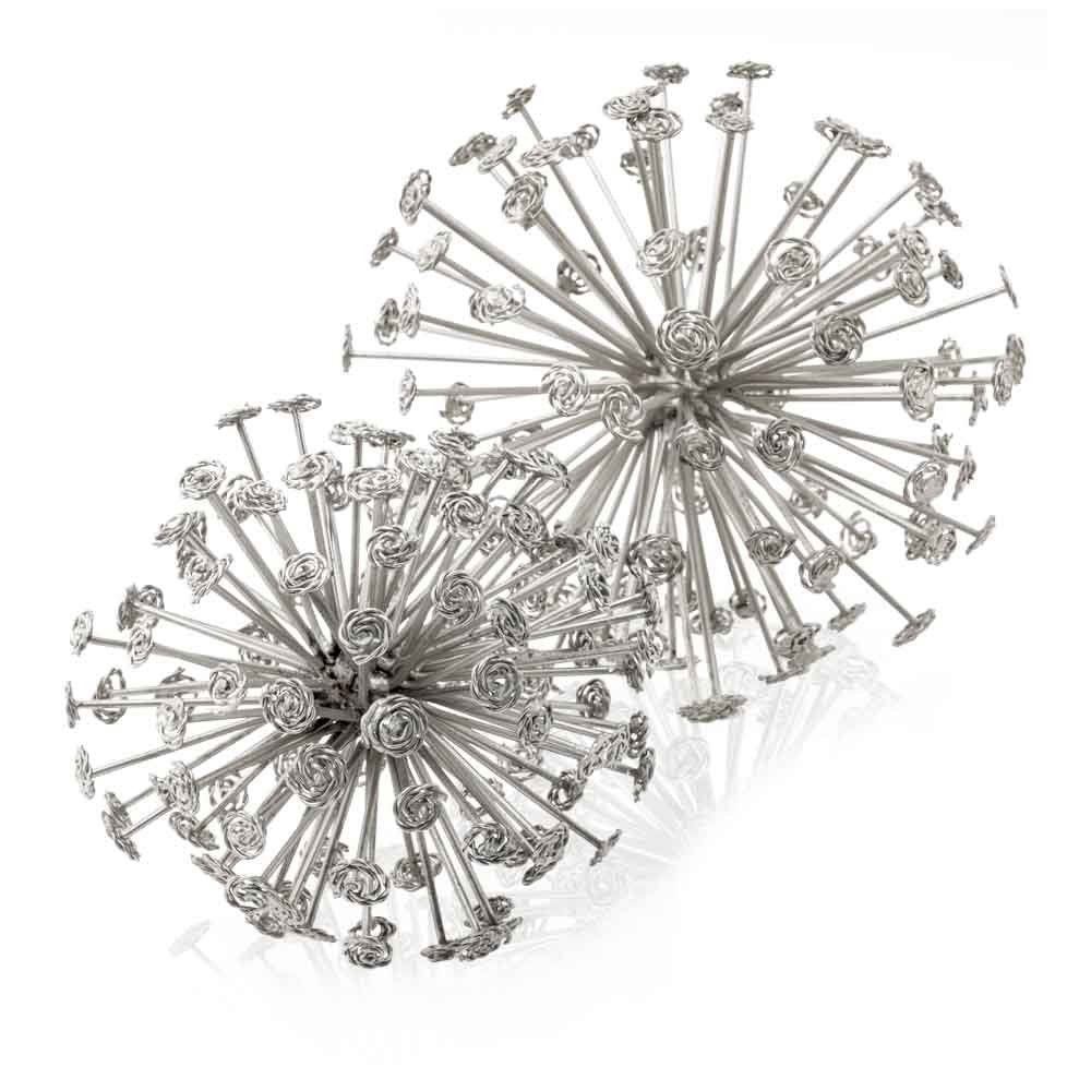 Set of Two Silver Cast Iron Decorative Orb HomeRoots