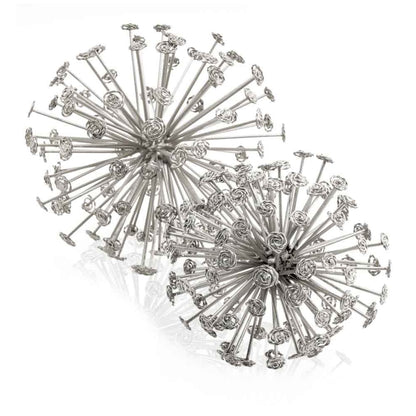 Set of Two Silver Cast Iron Decorative Orb HomeRoots