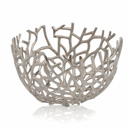 15" Silver Aluminum Twigs Centerpiece Bowl HomeRoots