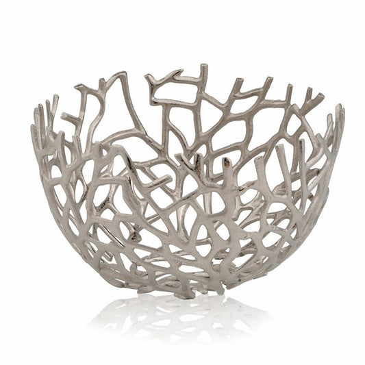 15" Silver Aluminum Twigs Centerpiece Bowl HomeRoots