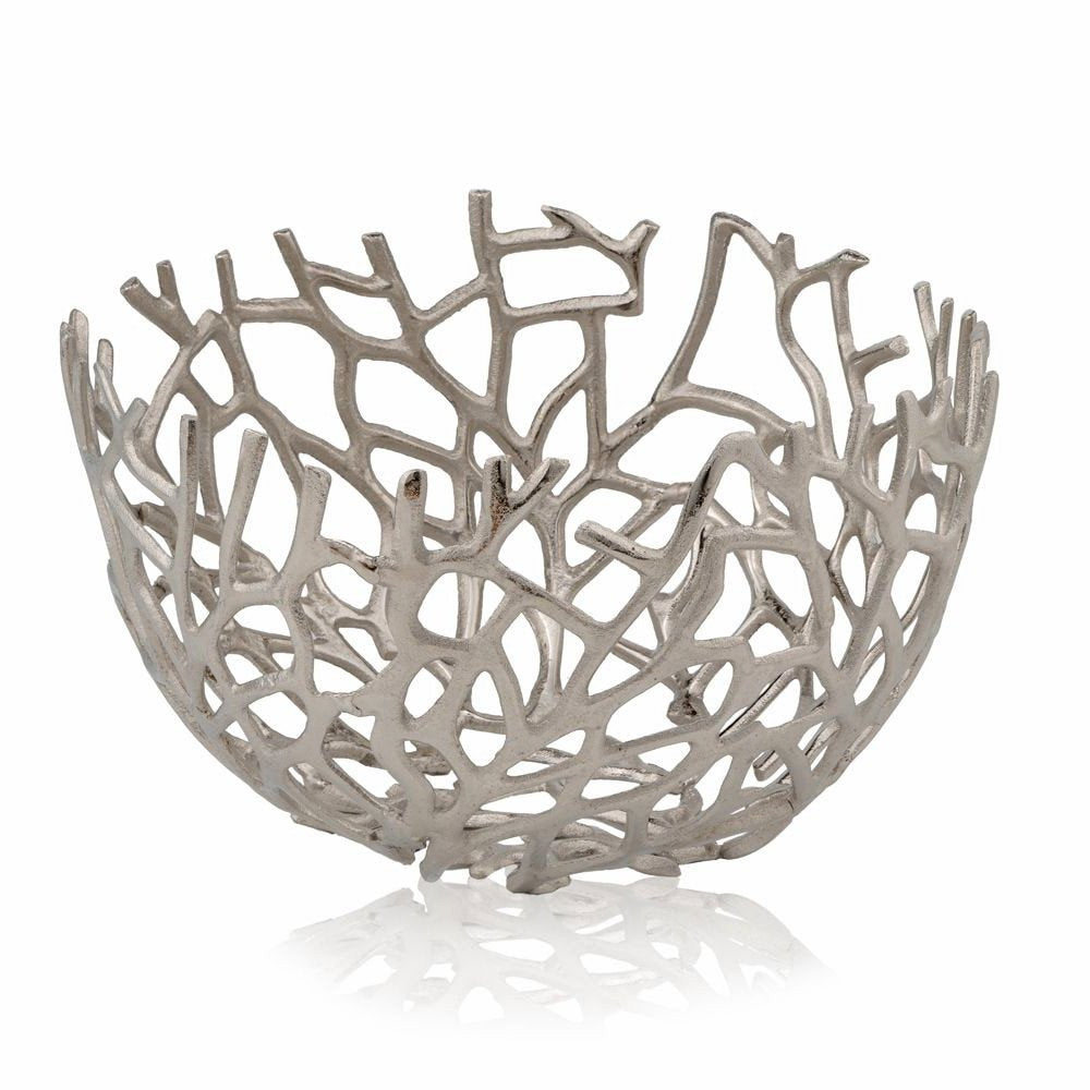 15" Silver Aluminum Twigs Centerpiece Bowl — view 2