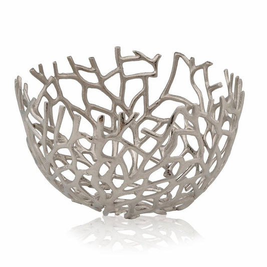 15" Silver Aluminum Twigs Centerpiece Bowl HomeRoots