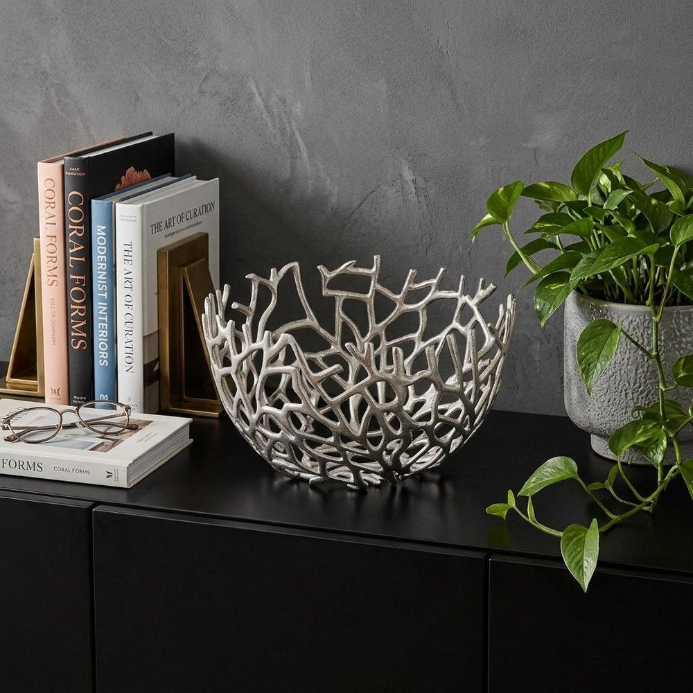 15" Silver Aluminum Twigs Centerpiece Bowl — view 7