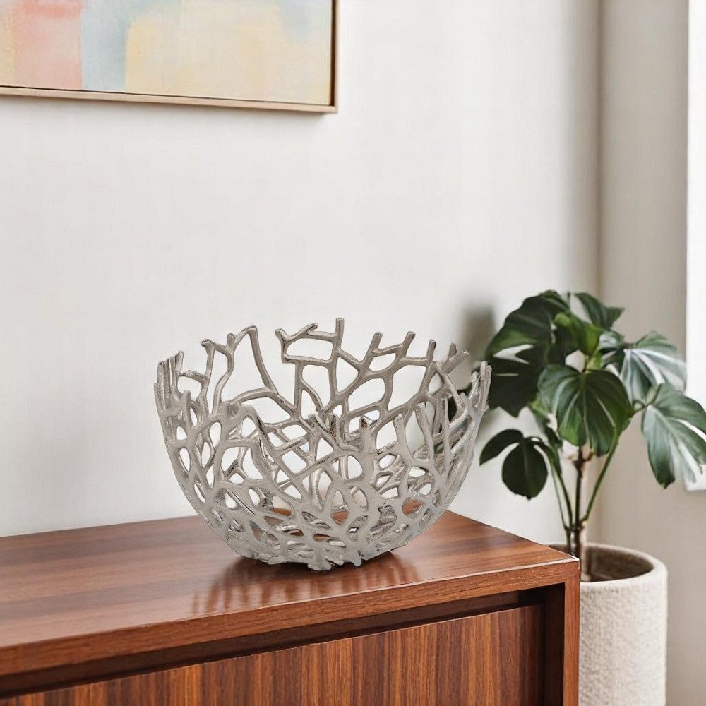 Round Silver Twigs Centerpiece Bowl HomeRoots