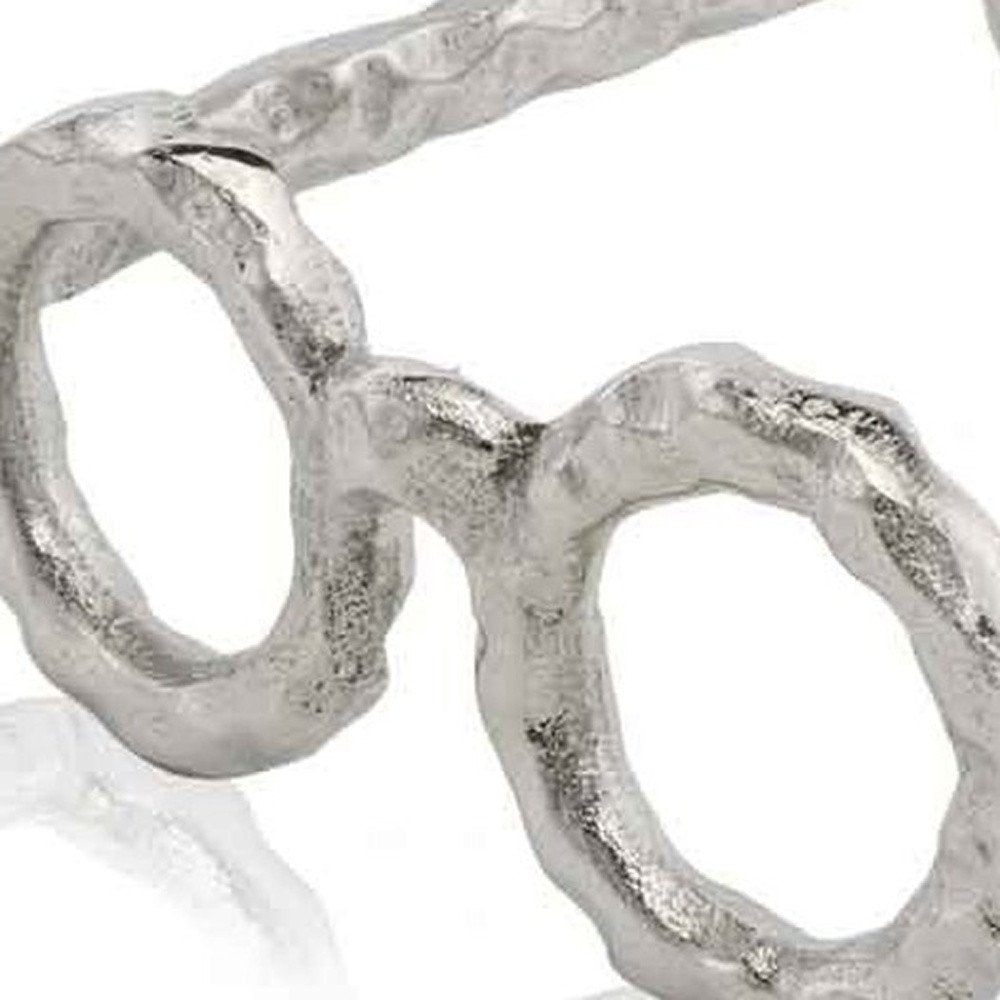 7" Silver Aluminum Textured Round Eyeglasses Tabletop Sculpture — view 3