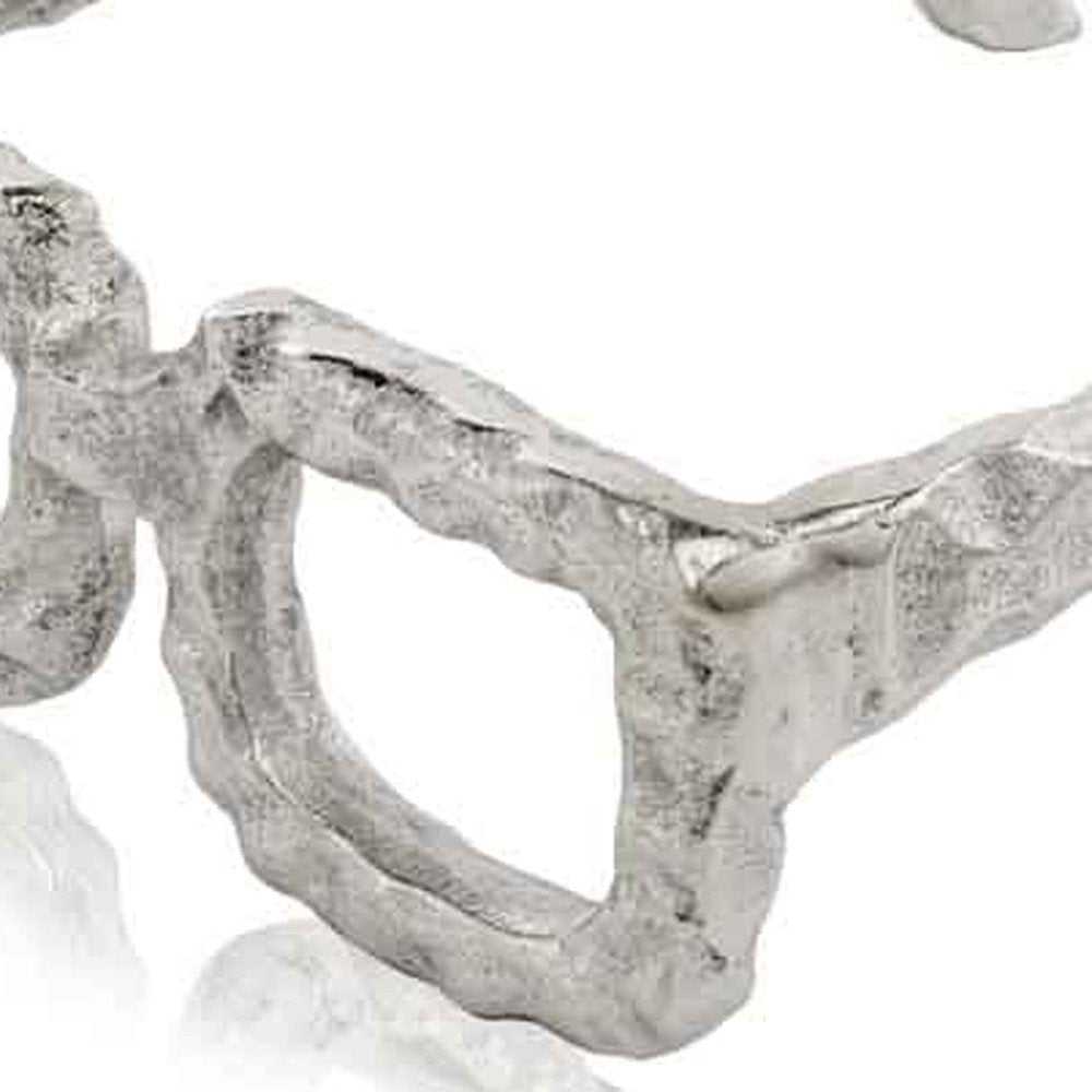 7" Silver Aluminum Textured Square Eyeglasses Tabletop Sculpture — view 3