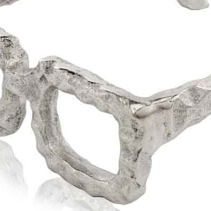7" Silver Aluminum Textured Square Eyeglasses Tabletop Sculpture HomeRoots