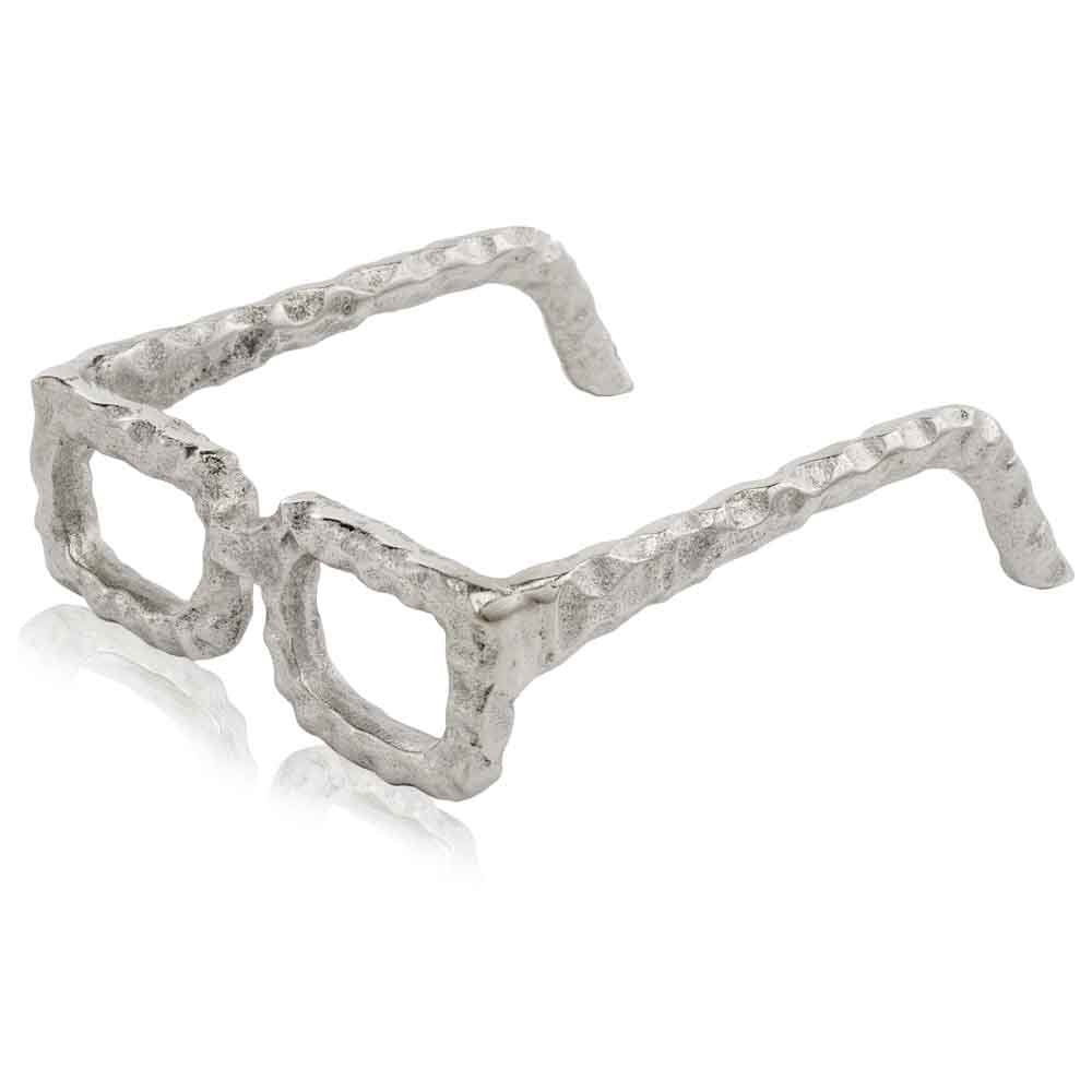 7" Silver Aluminum Textured Square Eyeglasses Tabletop Sculpture — view 1