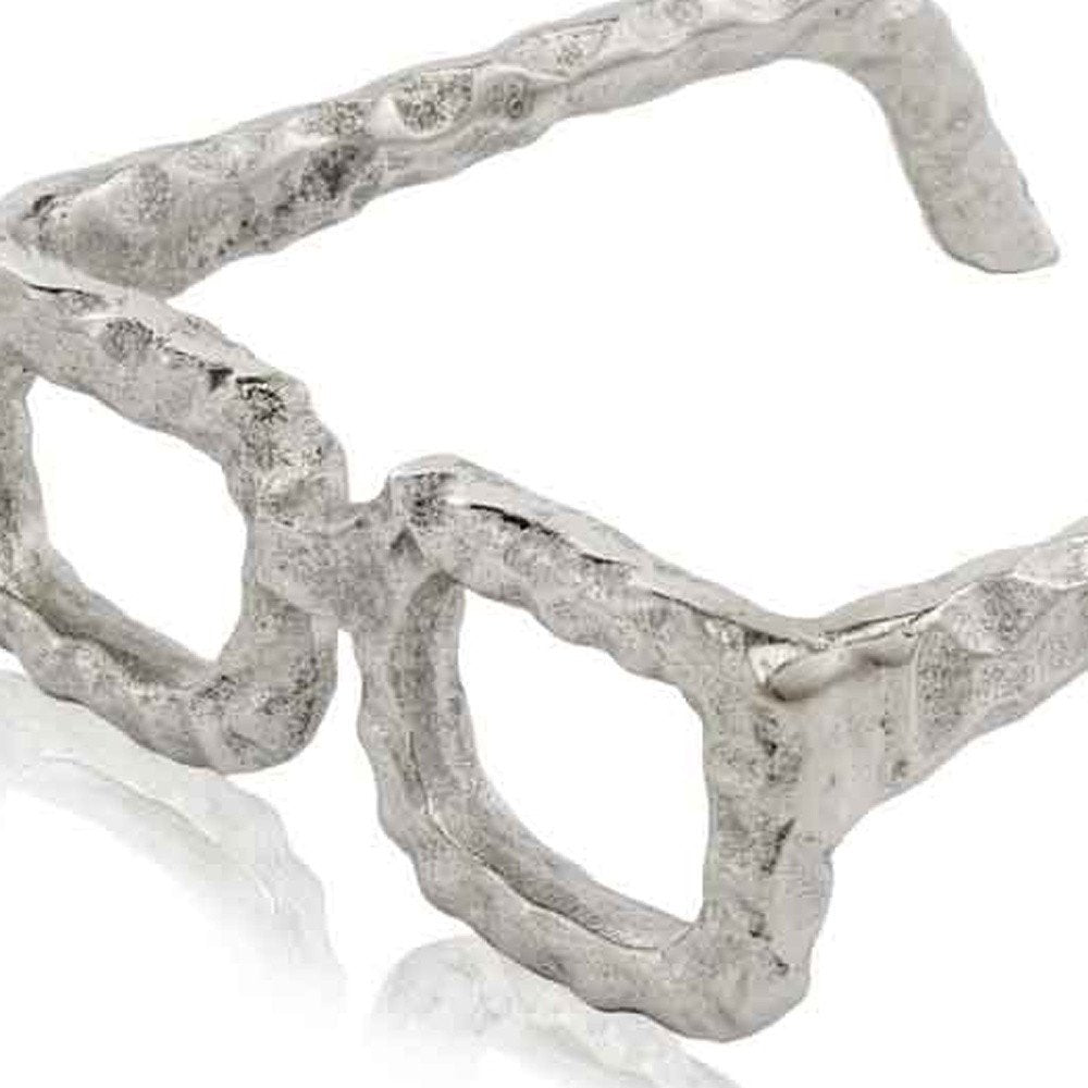 7" Silver Aluminum Textured Square Eyeglasses Tabletop Sculpture HomeRoots