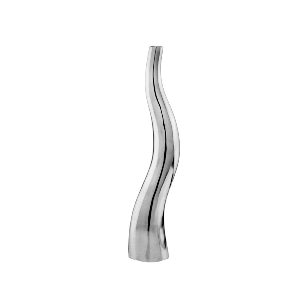 Set of Two Aluminum Silver Wavy Floor Vases HomeRoots