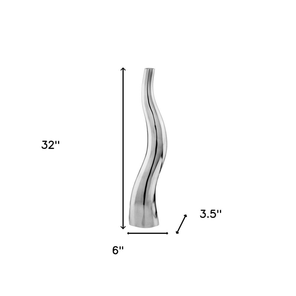 Set of Two Aluminum Silver Wavy Floor Vases HomeRoots