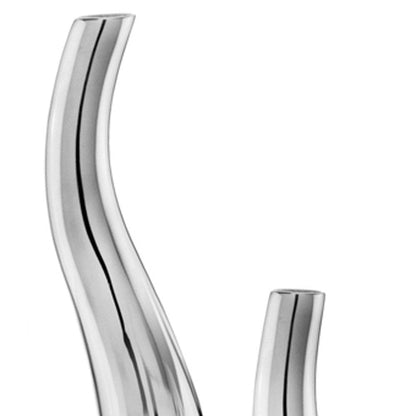 Set of Two Aluminum Silver Wavy Floor Vases HomeRoots