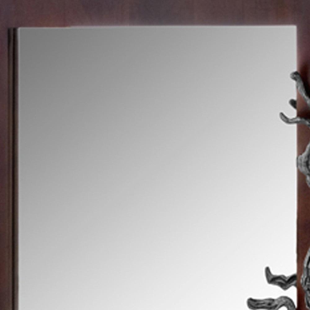 3" X 33" X 32" Brown And Silver Vine Wall Mirror - FurniFindUSA