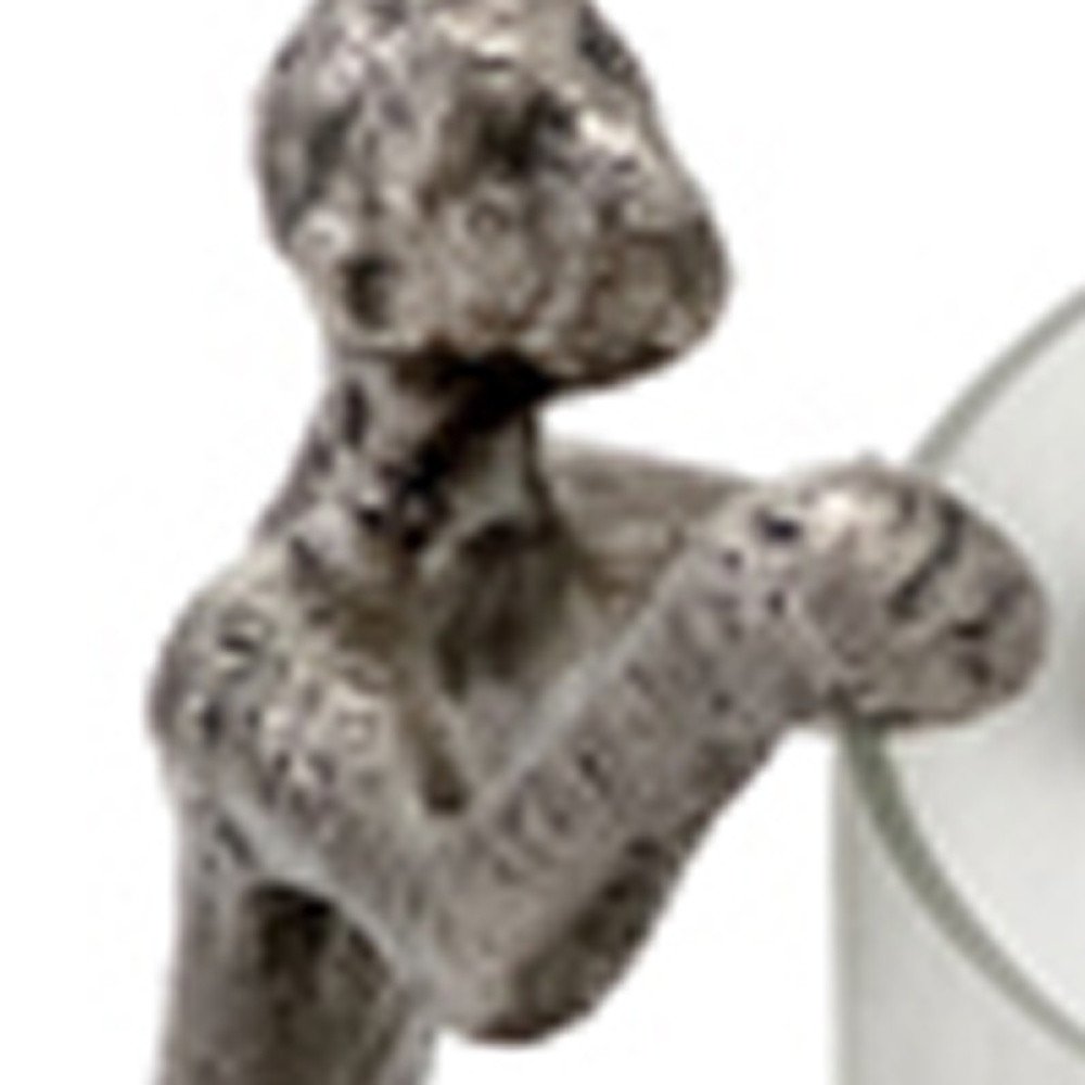 10" Silver And Glass Climbing Man Hurricane Candle Holder HomeRoots