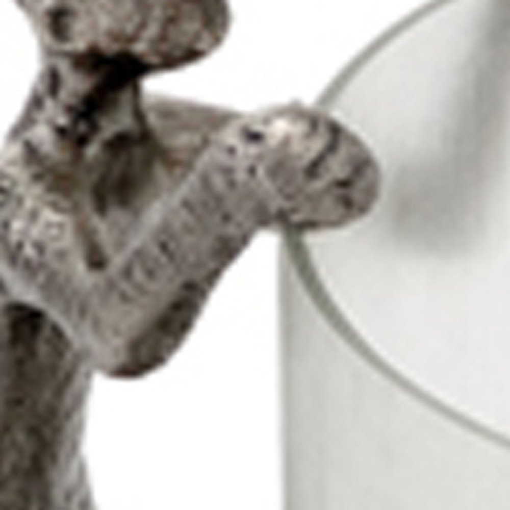 10" Silver And Glass Climbing Man Hurricane Candle Holder HomeRoots