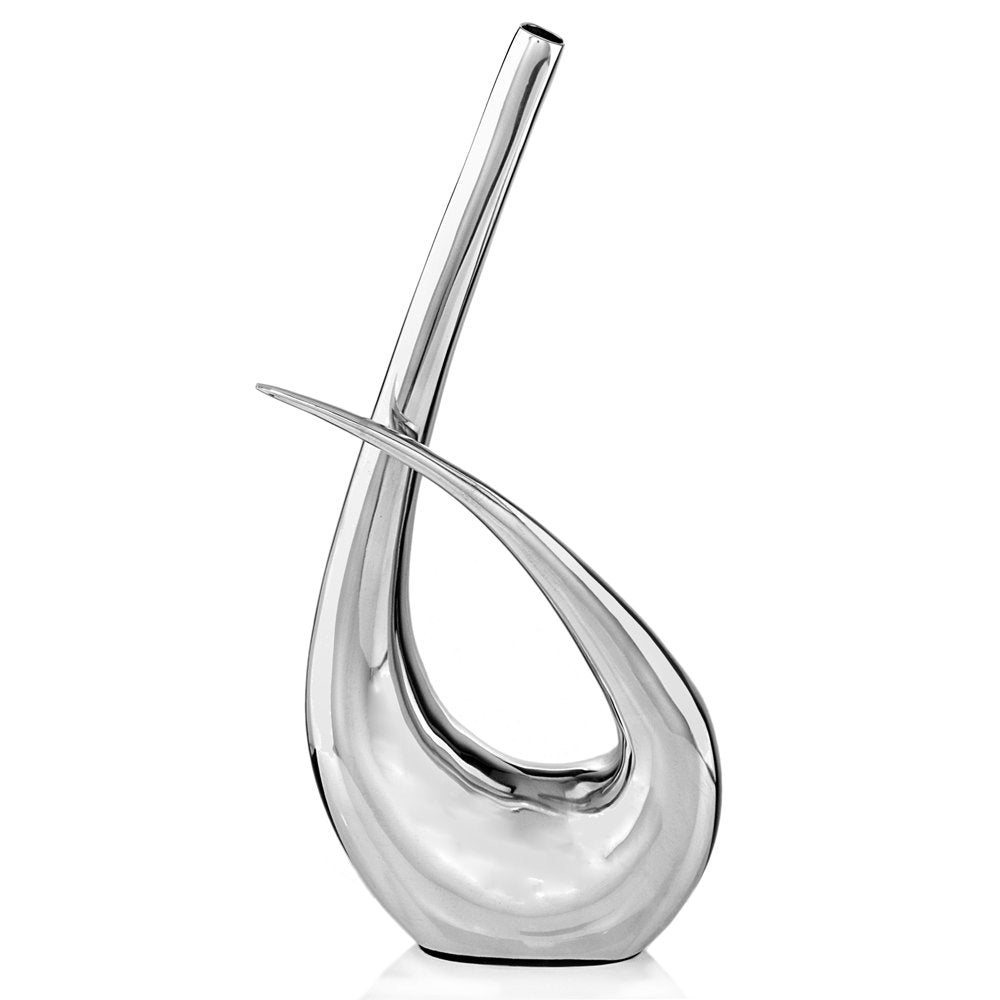 20" Aluminum Silver Modern Abstract Table Vase HomeRoots