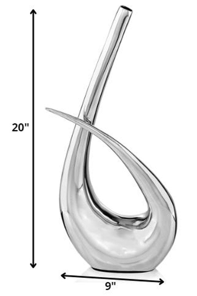 20" Aluminum Silver Modern Abstract Table Vase HomeRoots