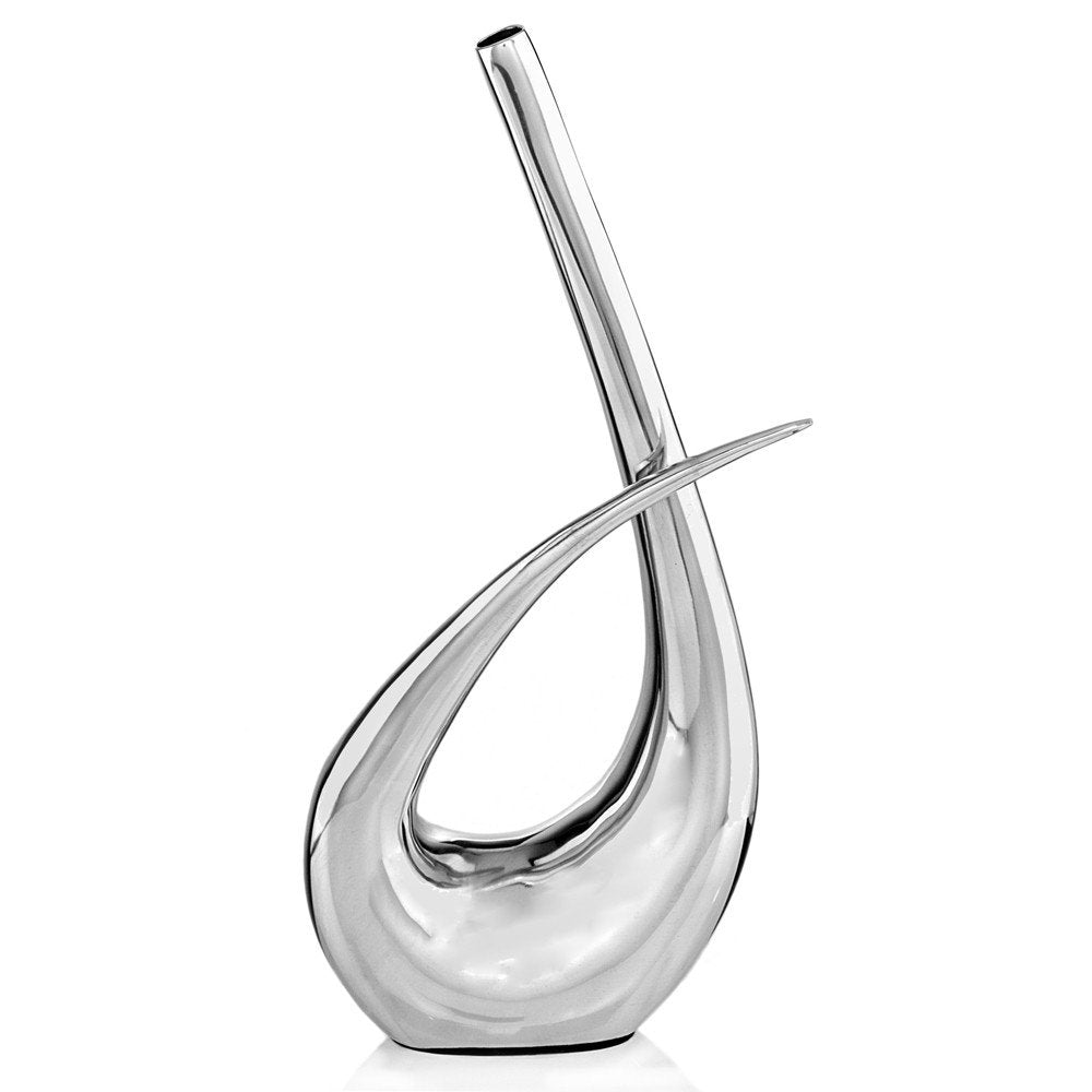 20" Aluminum Silver Modern Abstract Table Vase HomeRoots
